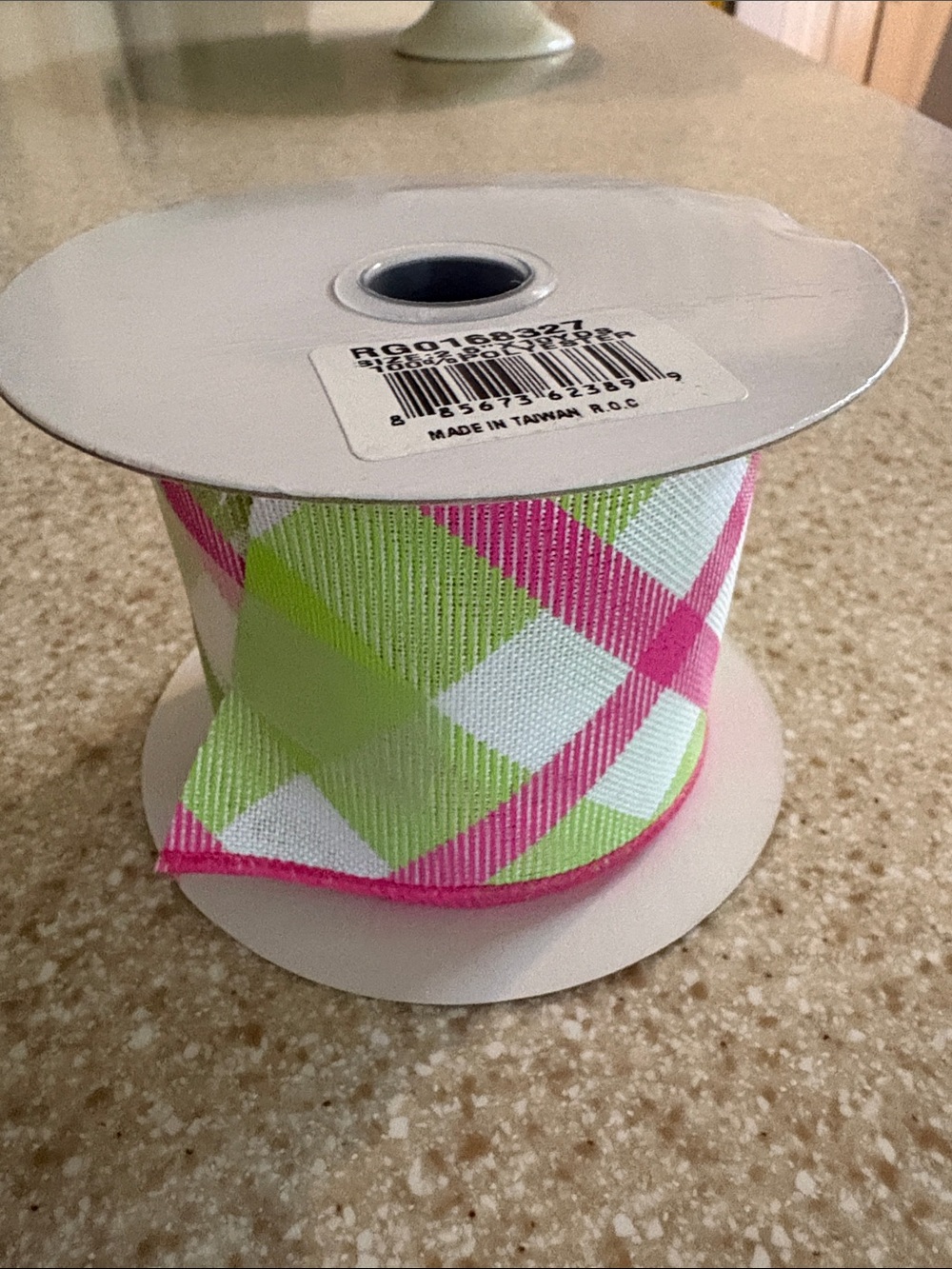 Lime and Hot Pink Plaid Wired Edge Ribbon 2.5” Width